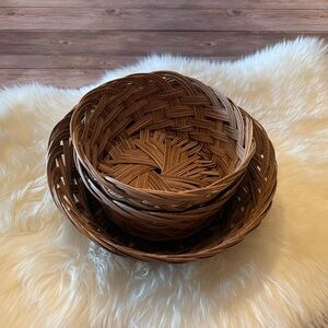 Vintage Handwoven Brown Baskets ~ Set of 3